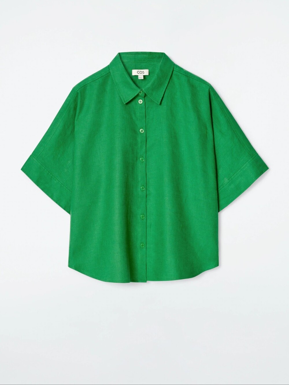 COS Boxy Short-Sleeved Linen Shirt - Green